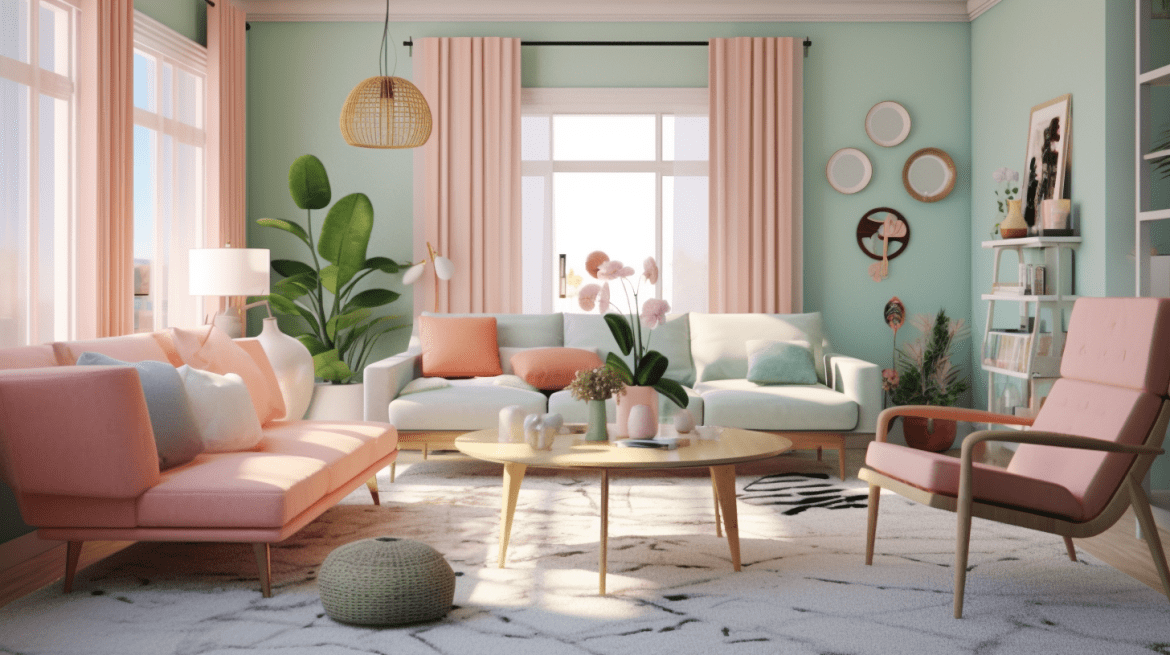 Living Room with Pastel Colors