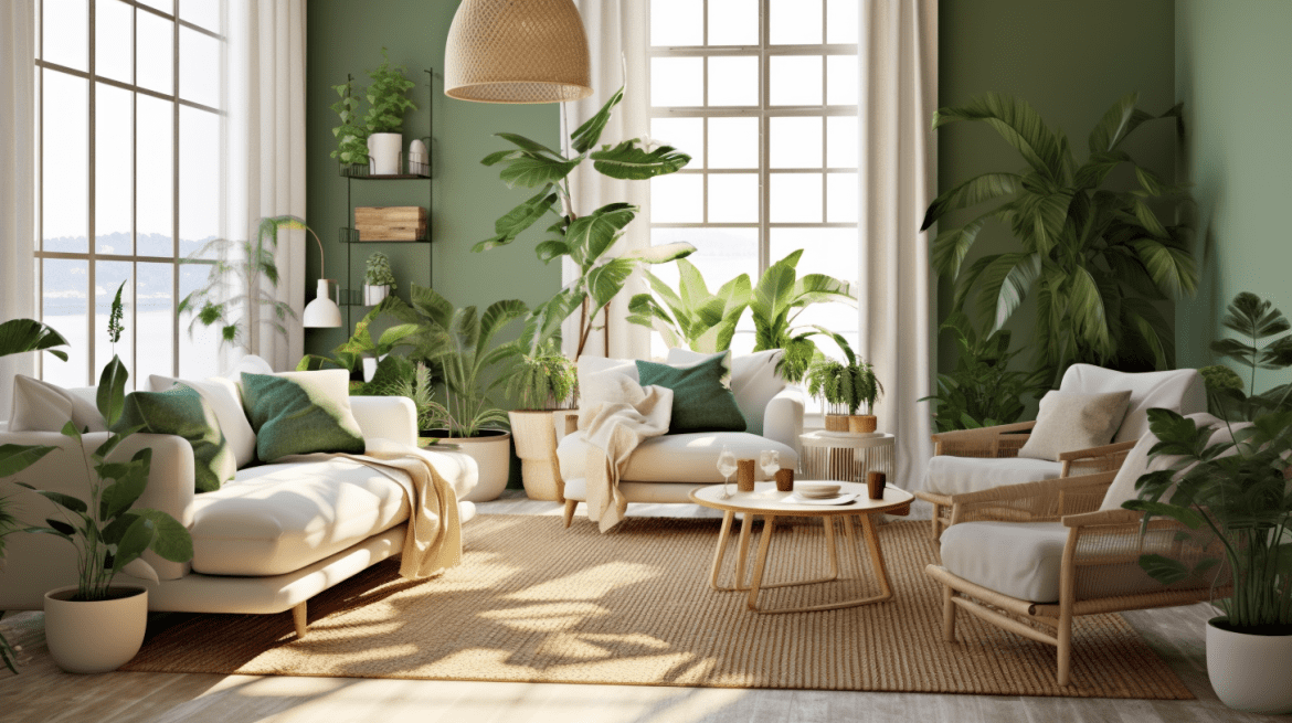 Living Room with Green Touch