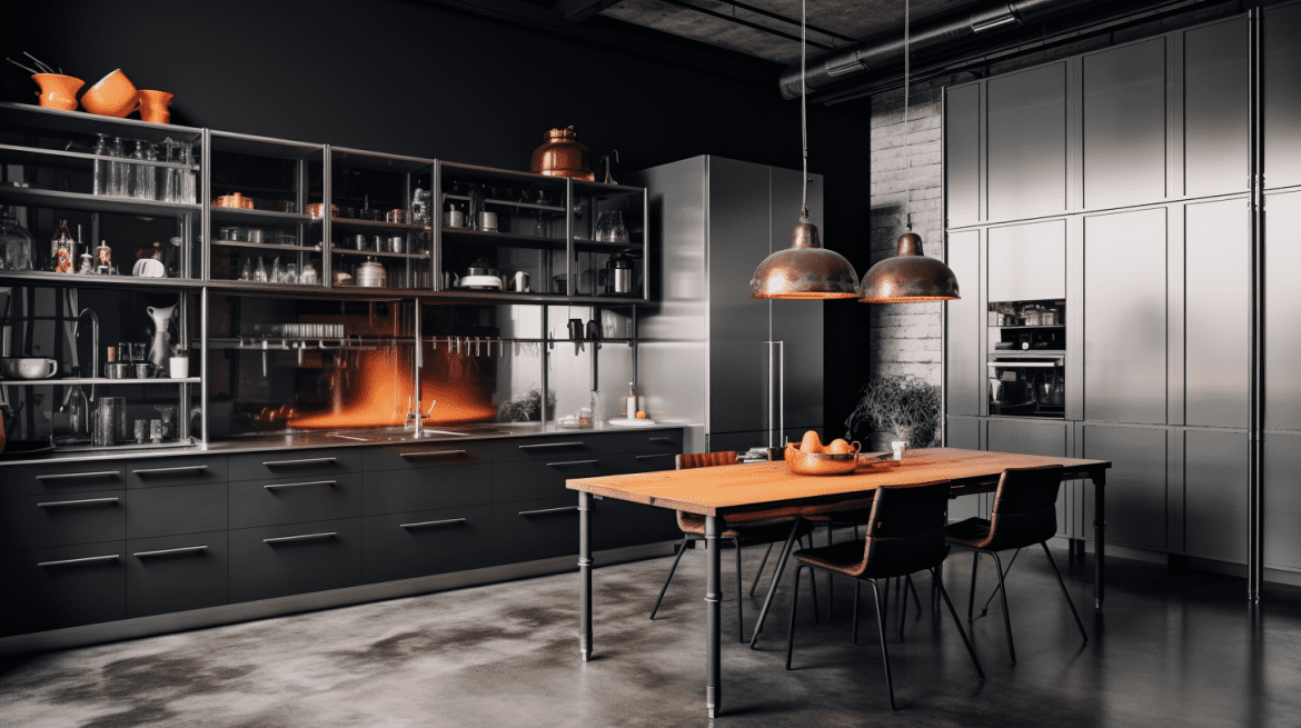 Kitchen Design with Metal Details