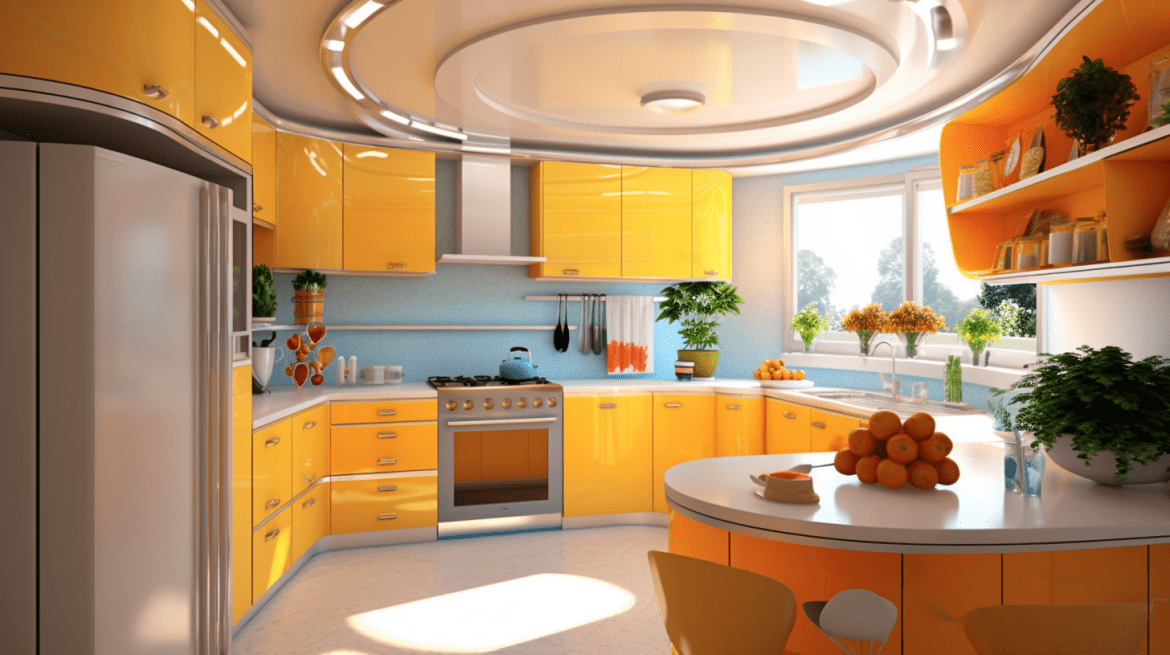 Desain Dapur dengan Warna Cerah