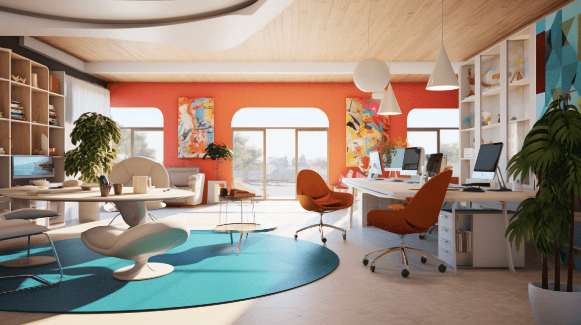 Desain Interior Kantor Mid-Century Modern