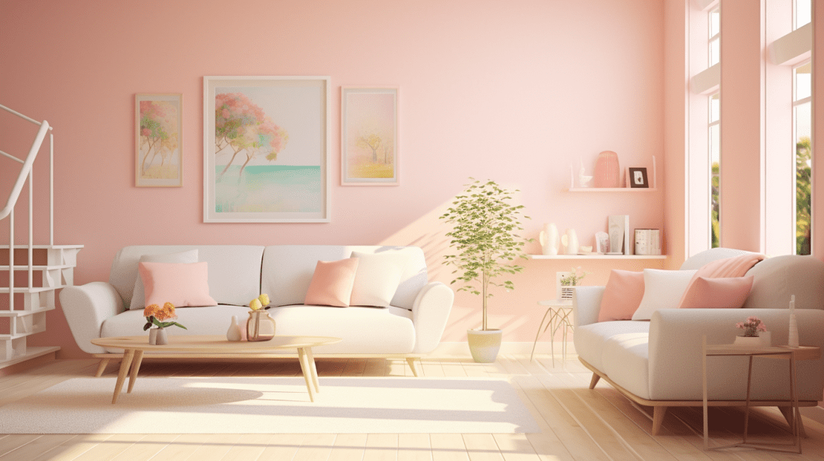 Room with bright color painting