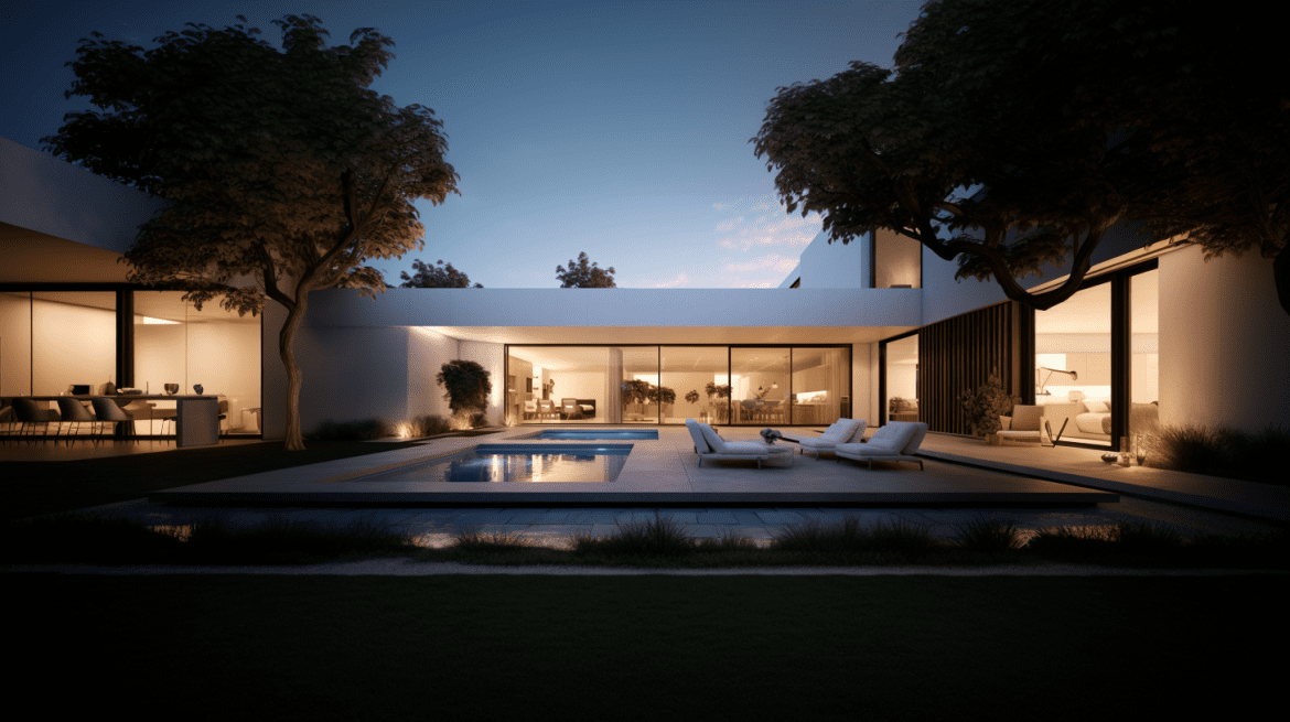 Desain rumah minimalis berbentuk U dengan halaman di tengah