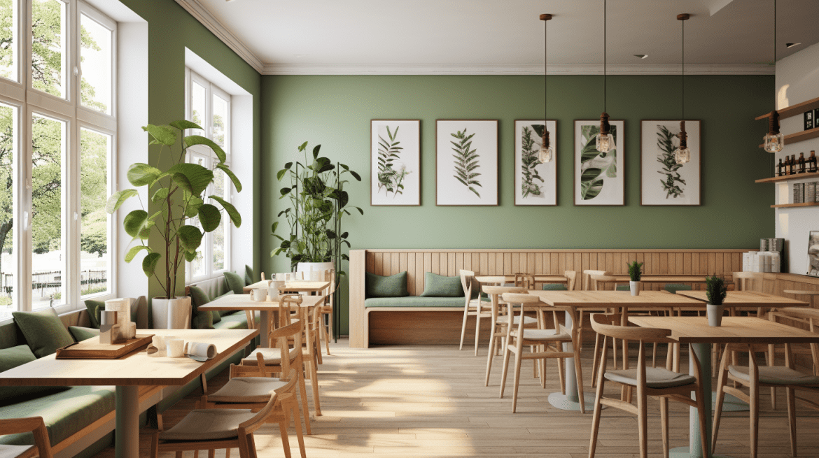 Desain Interior ruko 2 lantai Skandinavia untuk Kafe