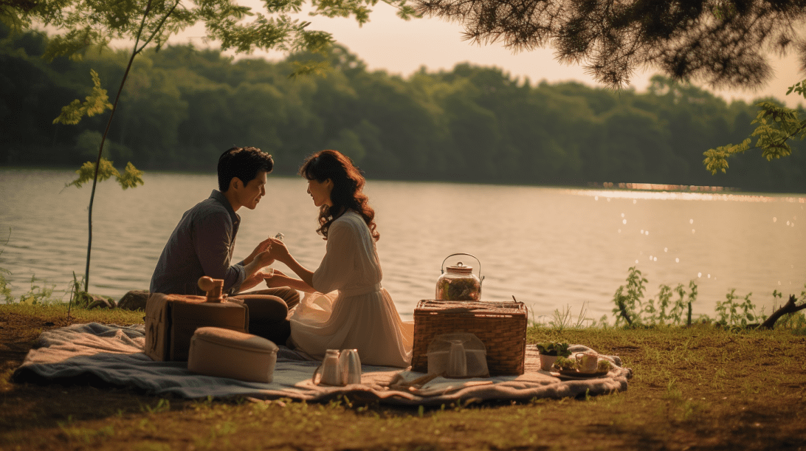 Foto prewedding tema piknik romantis