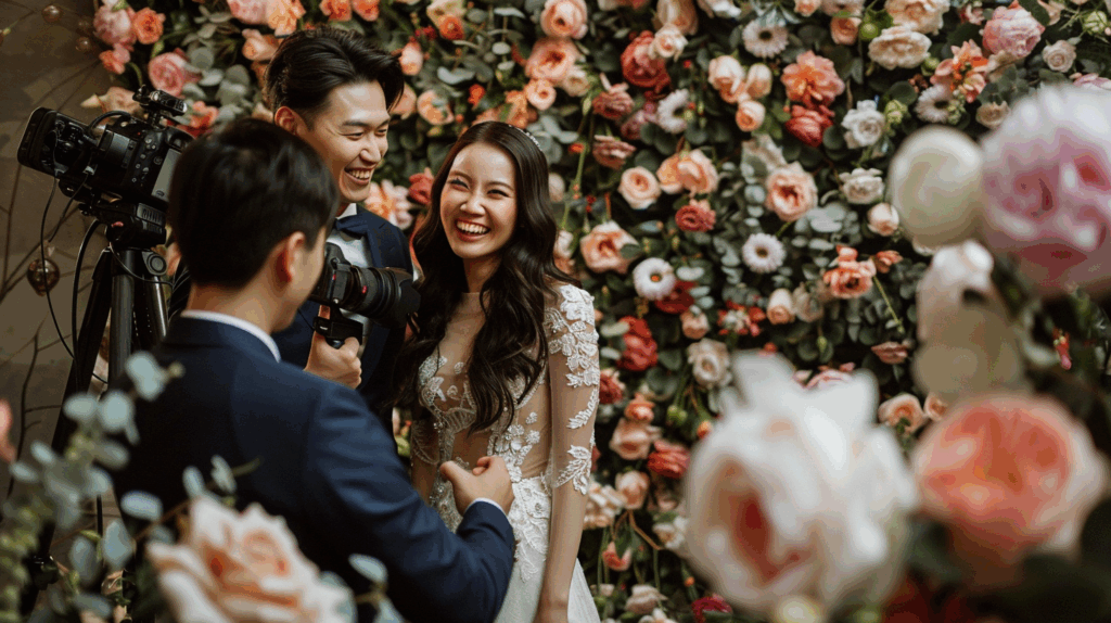 ilustrasi photobooth di acara pernikahan
