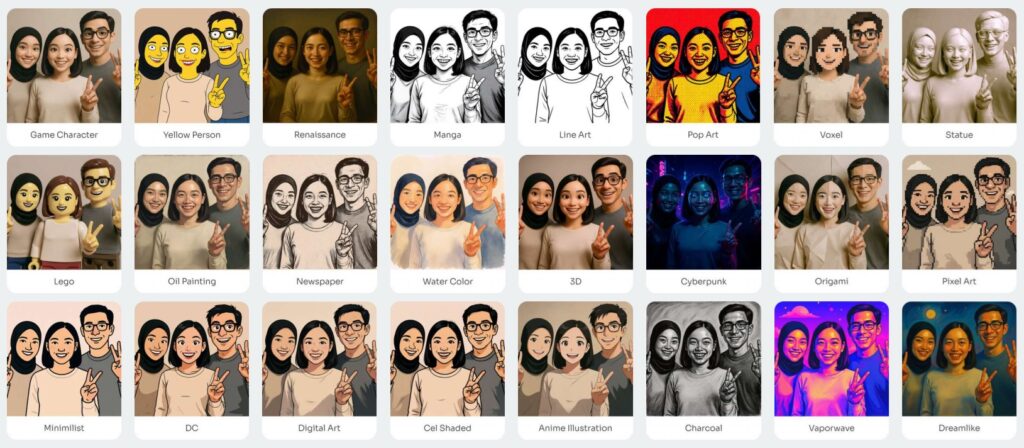 Contoh gaya foto photobooth AI Magicbooth